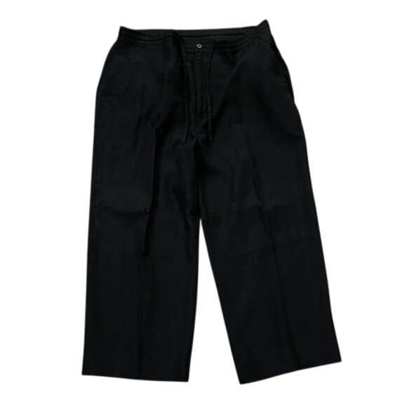 Lorenzino Black Linen Cropped Wide Leg Pants Mens Size Extra Large Italy - Picture 1 of 15